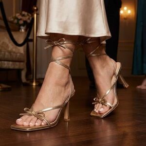 Contigo Metallic Gold Strappy Heels